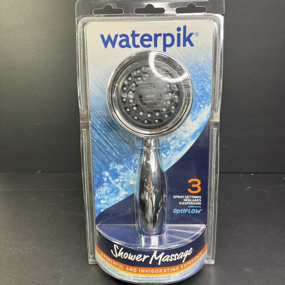 Waterpik Shower Massage Hand Shower With 5 Ft Hose 3 Spray Settings OptiFLOW CN